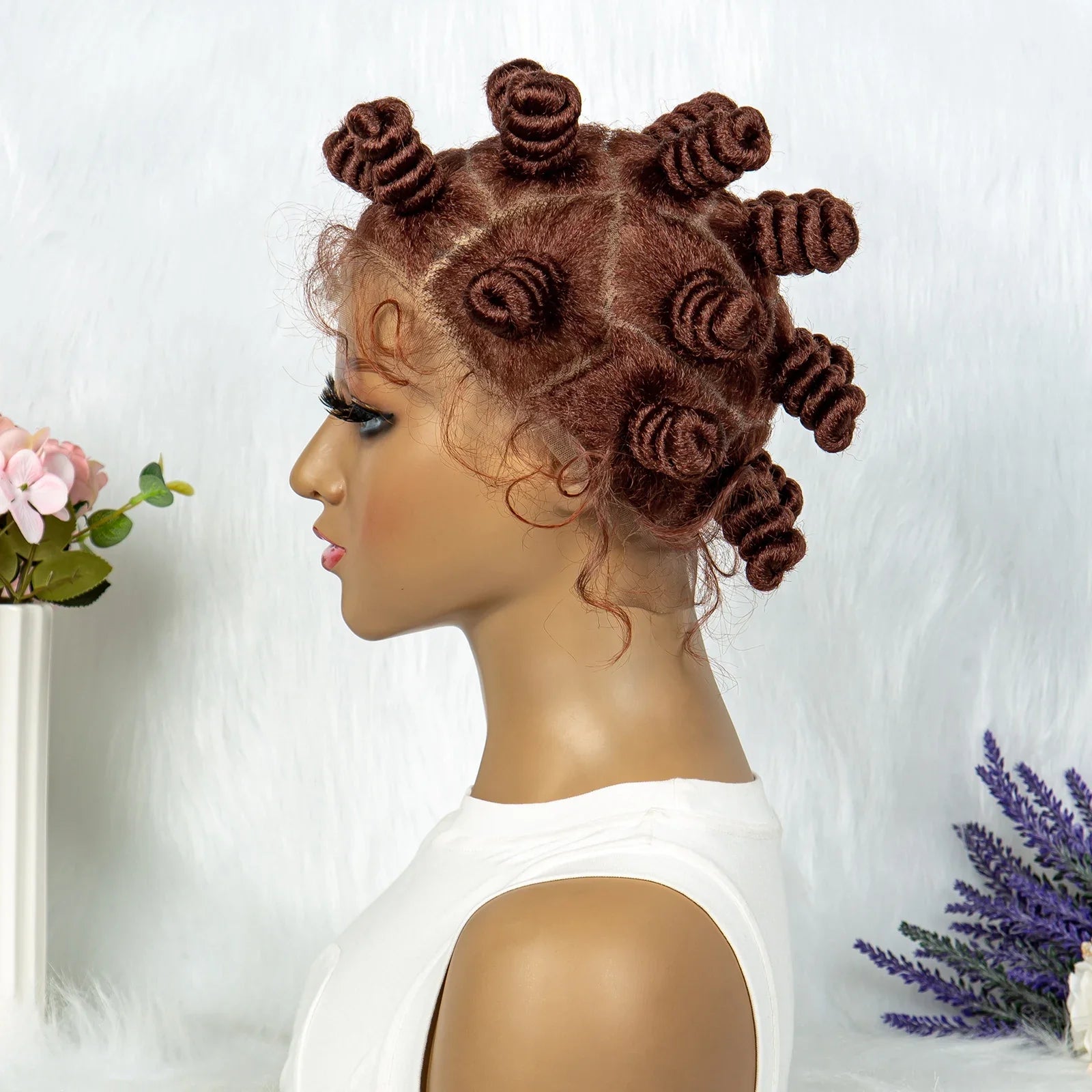 KIMA Bantu Knot Knotless Box Braids Wig | 350# Blonde Braided Bun Full Lace Wig for Black Women