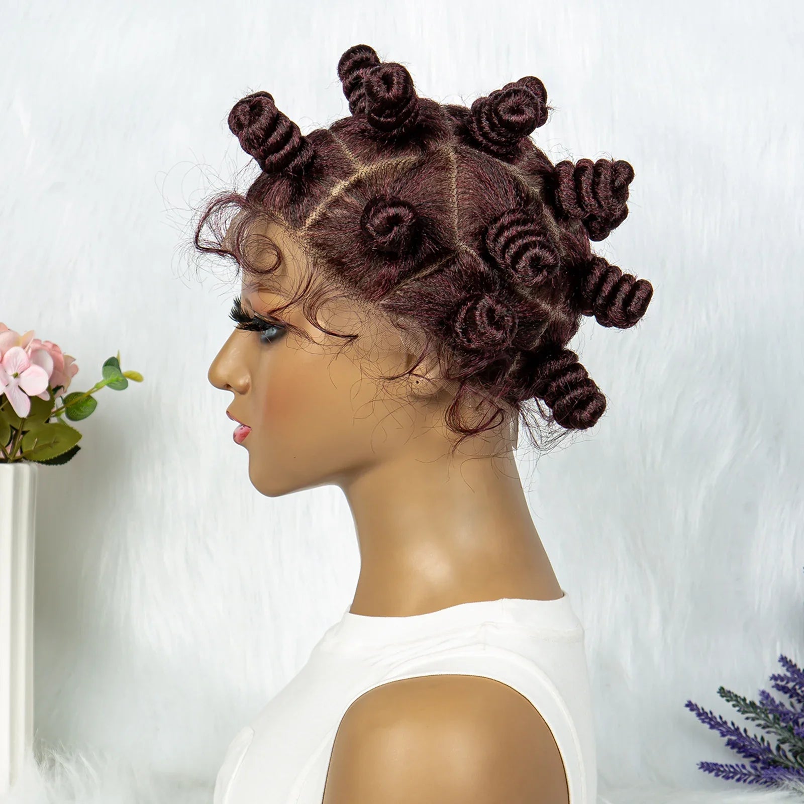 KIMA Bantu Knot Knotless Box Braids Wig | 350# Blonde Braided Bun Full Lace Wig for Black Women