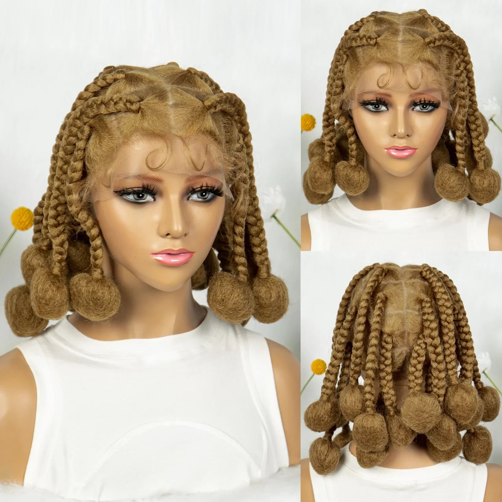 KIMA Burgundy Jumbo Box Braids Full Lace Wig | 350 Colored Bubble Braids with Baby Hair