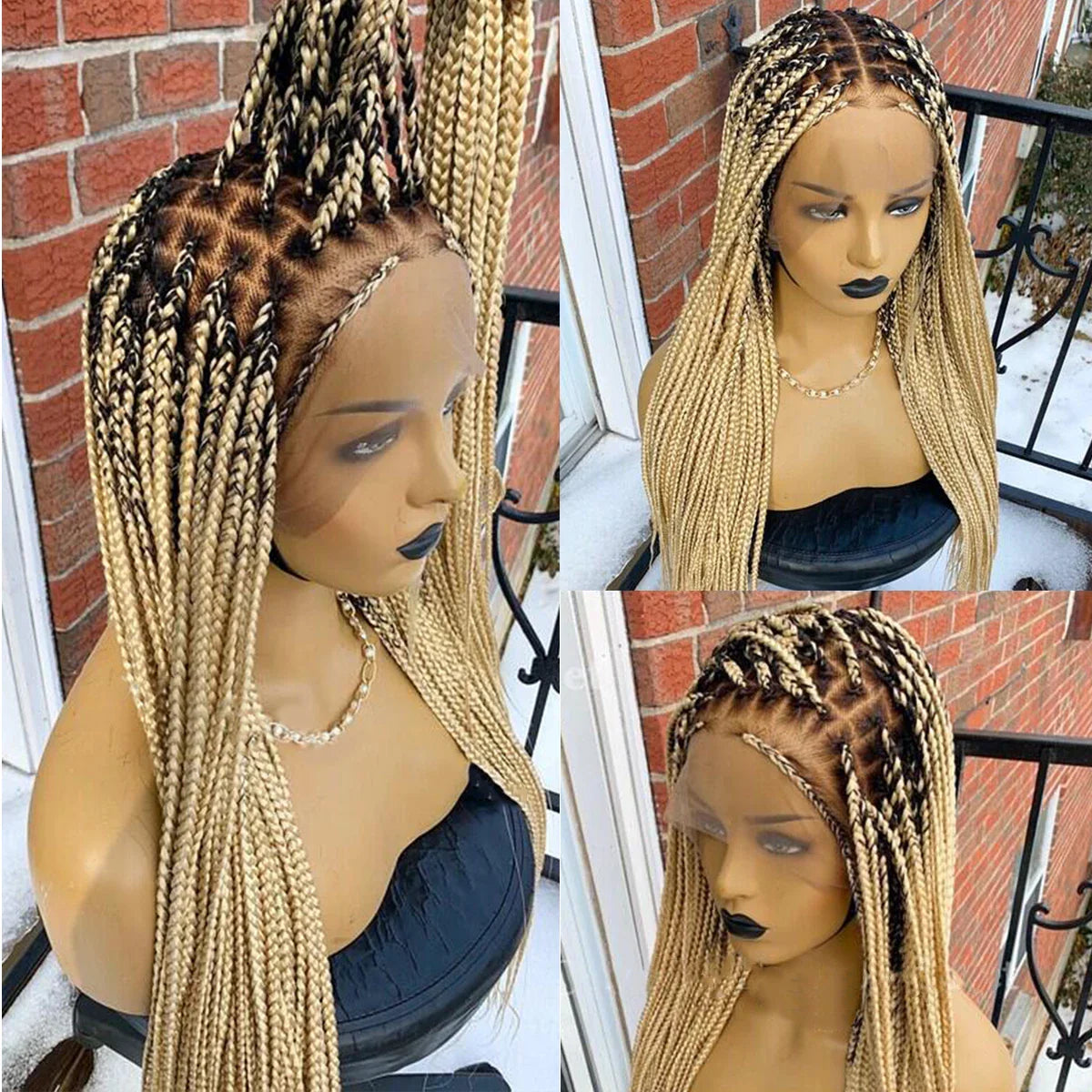 Ready-to-Ship 28" Center Part Box Braids Wig | 13x4 Lace Front | Middle Part | Kanekalon