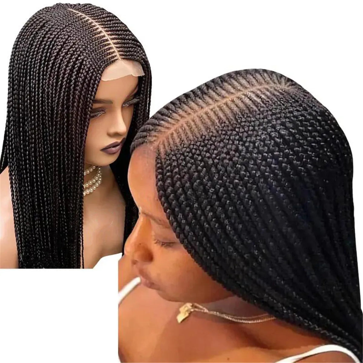 Ready-to-Ship 28" Center Part Box Braids Wig | 13x4 Lace Front | Middle Part | Kanekalon