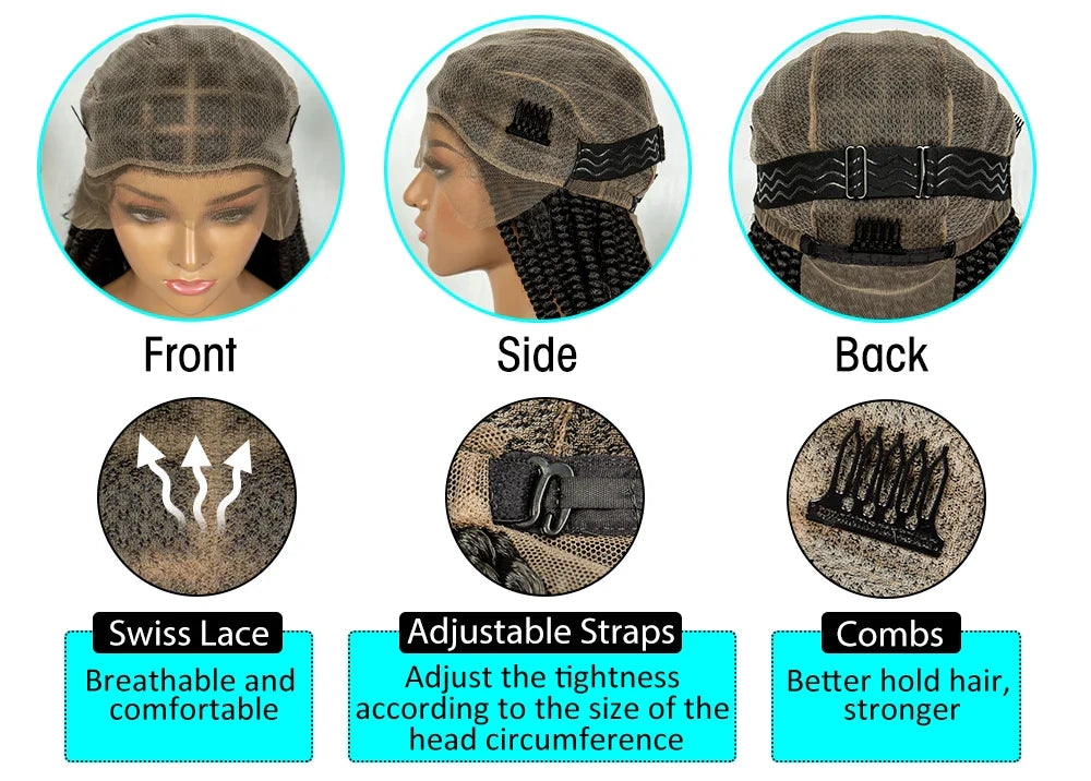 KIMA Short Box Braids Wig with Bantu Tips | Full Lace Crochet Twists