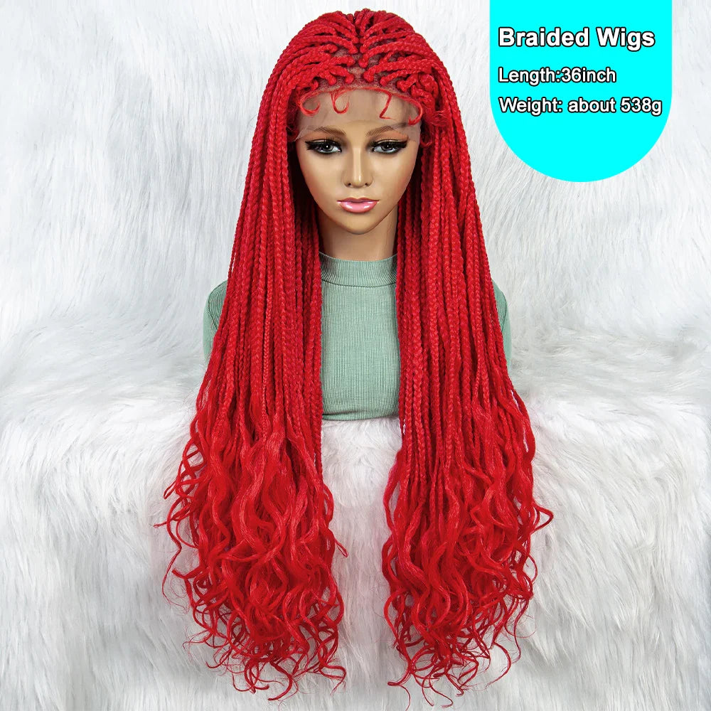 New HD Curly Goddess Box Braids Wig | Transparent Full Lace