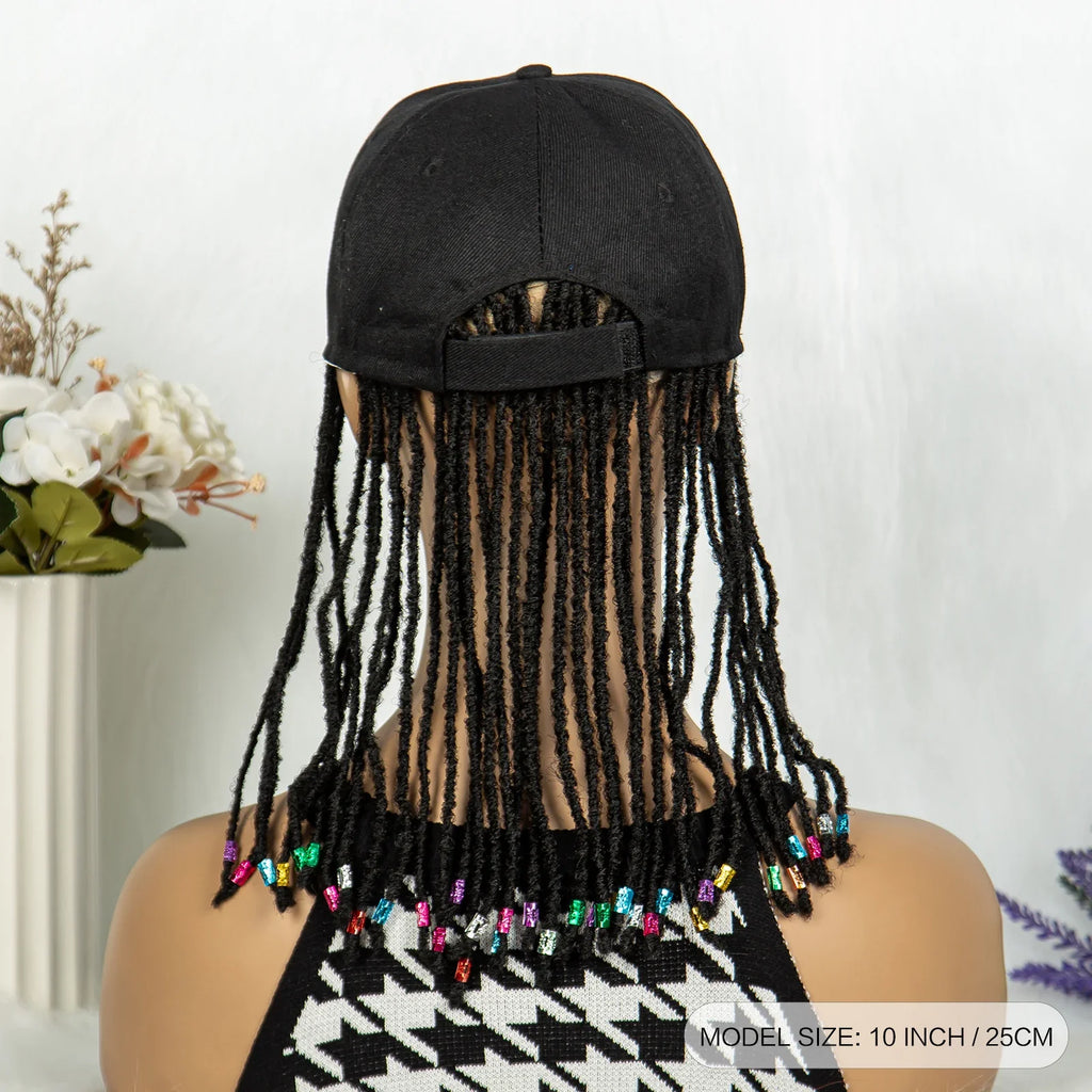 Braided Baseball Cap Wig | Adjustable Hat Wig | Afro Black Women & Girls