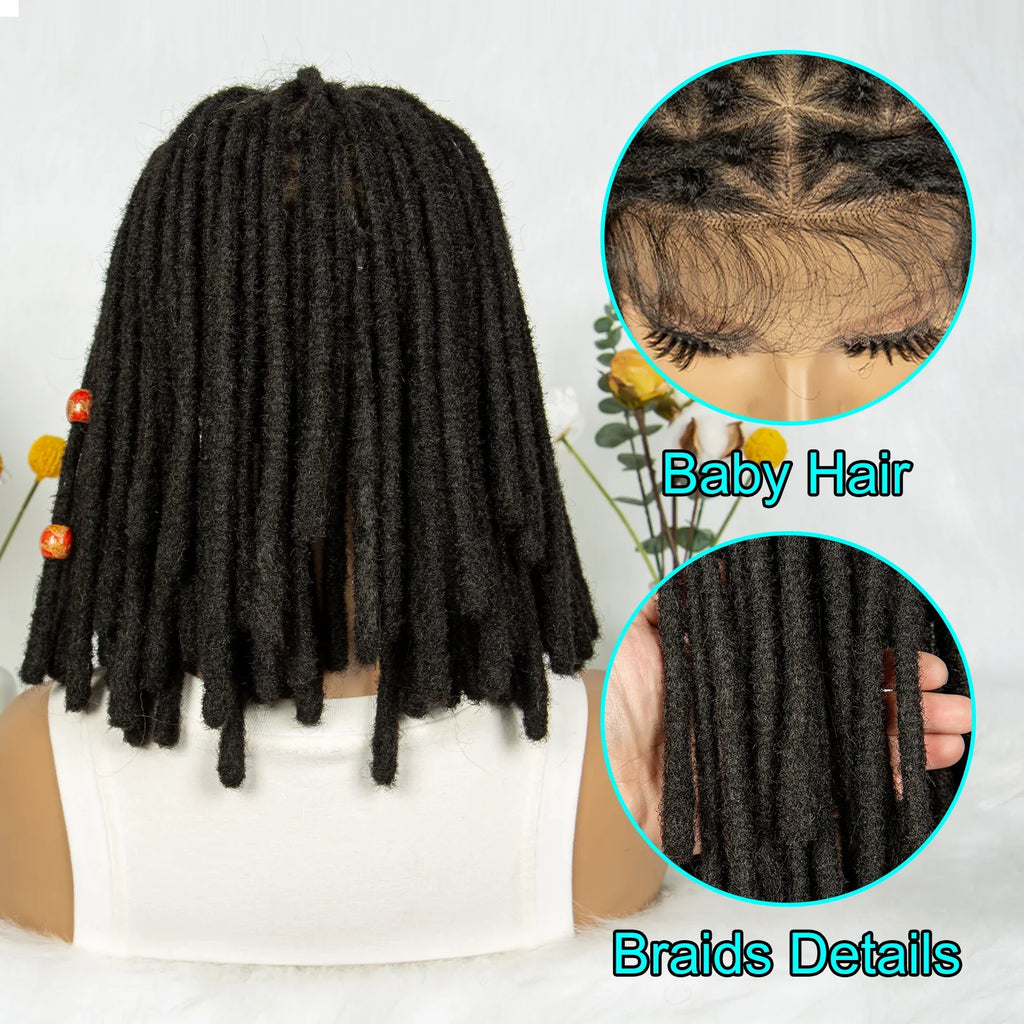 Short Locs Cornrow Braids Wig | Full Lace | Baby Hair | African Inspired