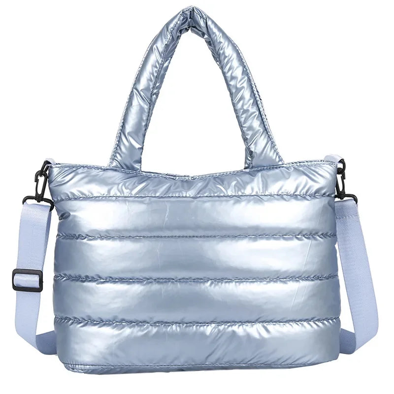 New Puffer Tote Bag for Women | Quilted Puffy Handbag & Lightweight Down Cotton Padded Shoulder & Crossbody Bag