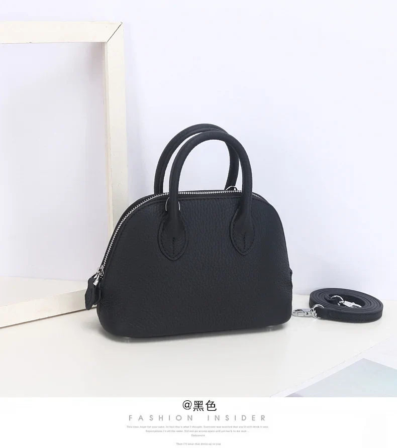 Shell Bag Women's Messenger Bag | Cow Leather Simple Shoulder Bag & Fashion Ladies Classic Handbag (Small Mobile Phone Crossbody Bag)