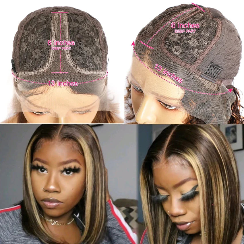Highlight Ombre Bob Wig | 13x4 Lace Front Human Hair with Baby Hair