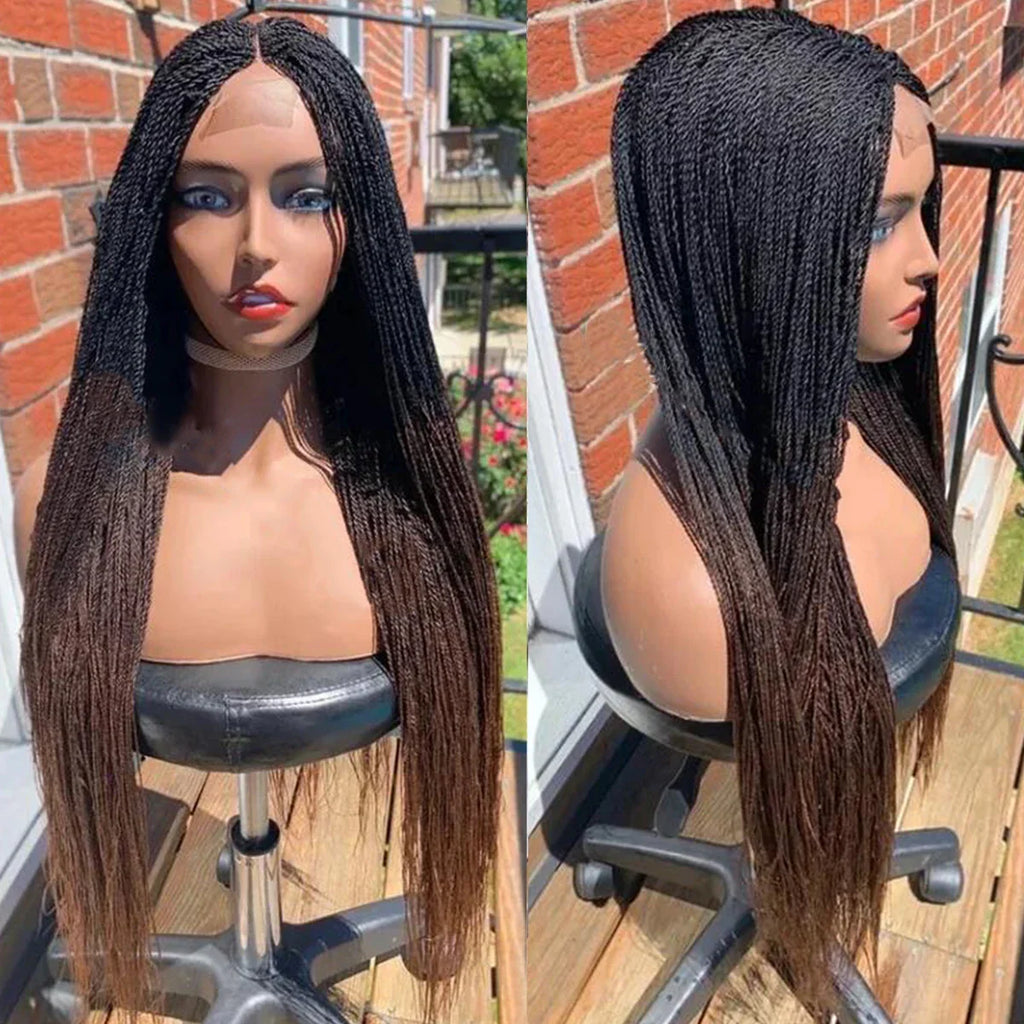 Ready-to-Ship 28" Center Part Box Braids Wig | 13x4 Lace Front | Middle Part | Kanekalon