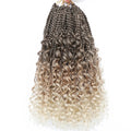 Ombre Goddess Box Braids Crochet Hair with Curly Ends | 14 Inch | 1-6 Packs
