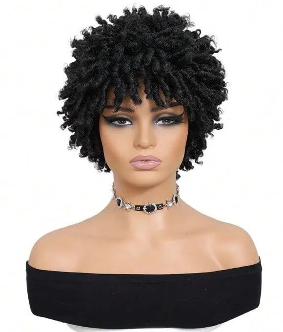 Short Afro Faux Dreads Wig | Heat Resistant Synthetic Braids | Unisex Wig for Black Women & Men
