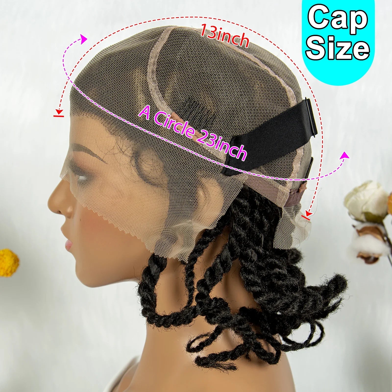 Handmade Bantu Knotless Braids Full Lace Wig | Baby Hair | Synthetic Braided Lace Frontal Wig