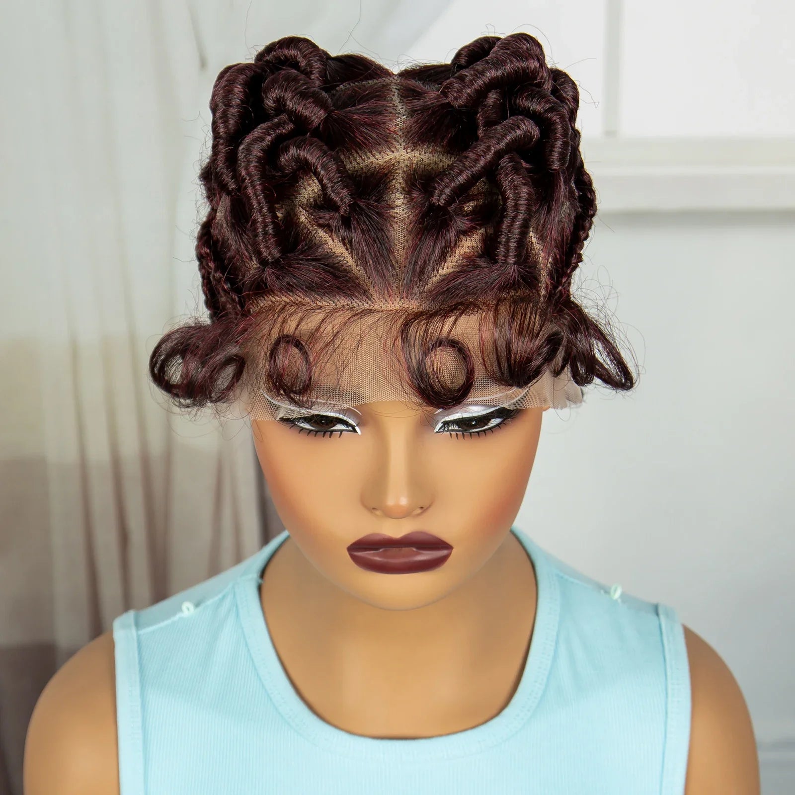 Ginger Orange Bantu Knotless Braids Wig | Full Lace | Baby Hair