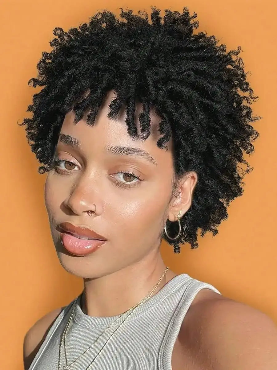 Short Afro Faux Dreads Wig | Heat Resistant Synthetic Braids | Unisex Wig for Black Women & Men