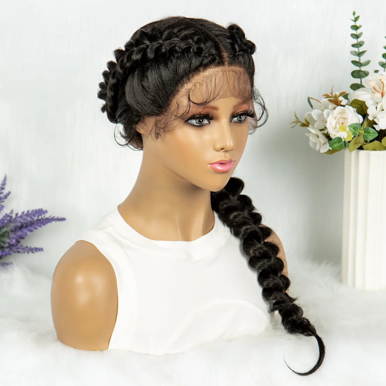 KIMA Dutch Braids Wig | 13x4 Lace Front | Kinky Curly Edges | Baby Hair