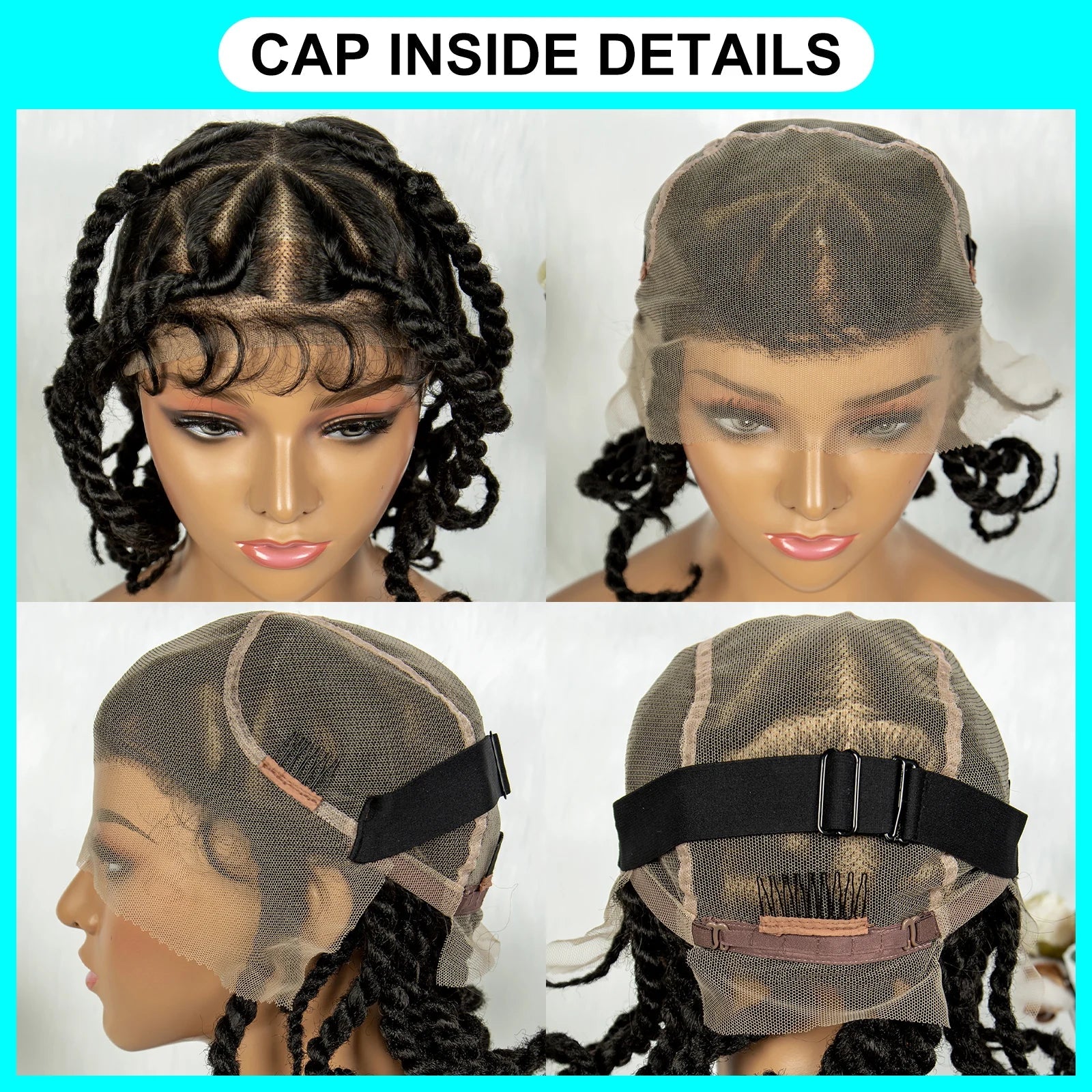Handmade Bantu Knotless Braids Full Lace Wig | Baby Hair | Synthetic Braided Lace Frontal Wig