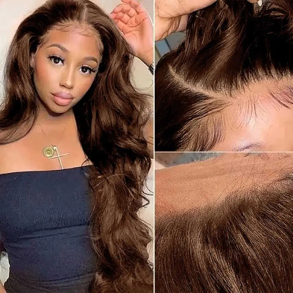 Short Bob Wig | Glueless 13x4 Lace Front Wig | Chocolate Brown Body Wave | Brazilian Remy Human Hair | Ready to Wear