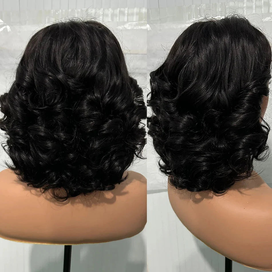 Malaysian Hair | Double Drawn | P4 27 | Ombre | Highlight | Bouncy Wave | Wear and Go | Glueless | Human Hair | Bob Curly Wigs