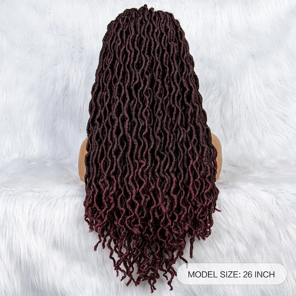 Knotless Box Braided Wig with Curly Ends & Baby Hair | Synthetic Lace Front Wig for Black Women