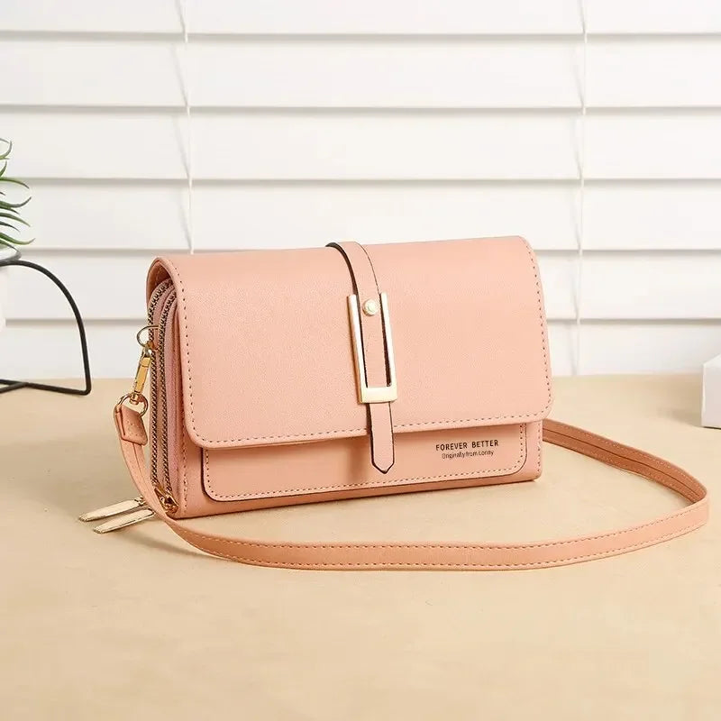 Leather Women's Mobile Phone Bag | Fashionable Multifunctional Small Square Bag (Trendy Retro Shoulder Bag)