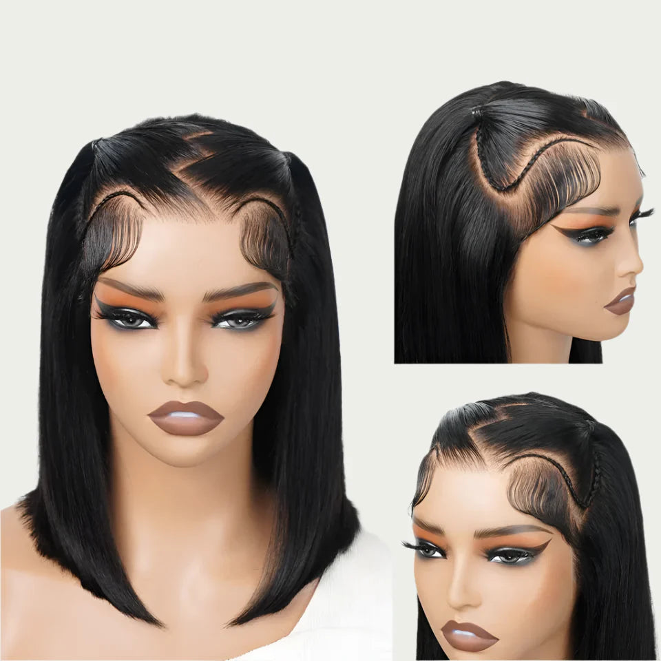 Pre-Braided Zig Zag Lace Front Wig | 13x4 Pre-Cut Lace | Straight Braids | Ready-to-Wear Synthetic Wig
