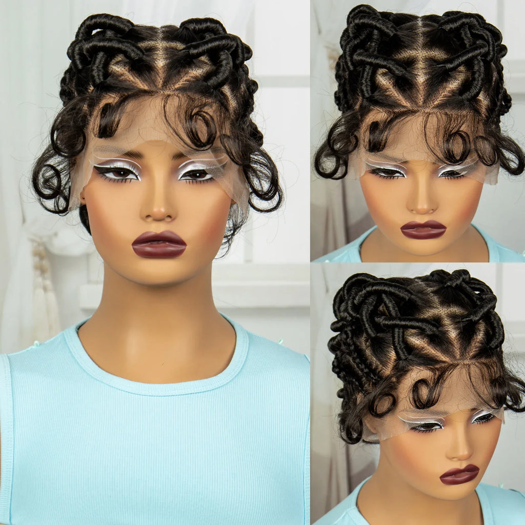 Ginger Orange Bantu Knotless Braids Wig | Full Lace | Baby Hair