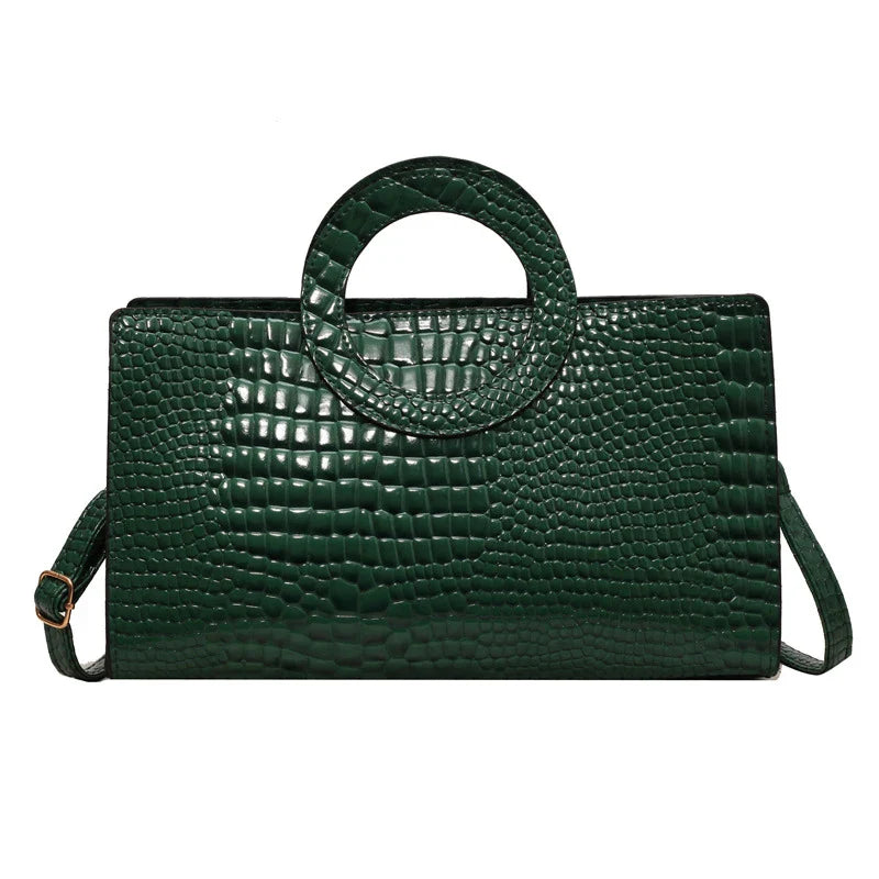 Luxury Crocodile Pattern Women's Handbag | Fashion Shoulder & Crossbody Bag (Famous Brand Designer PU Leather, Large Capacity)