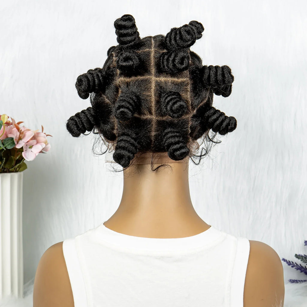 KIMA Bantu Knot Knotless Box Braids Wig | 350# Blonde Braided Bun Full Lace Wig for Black Women