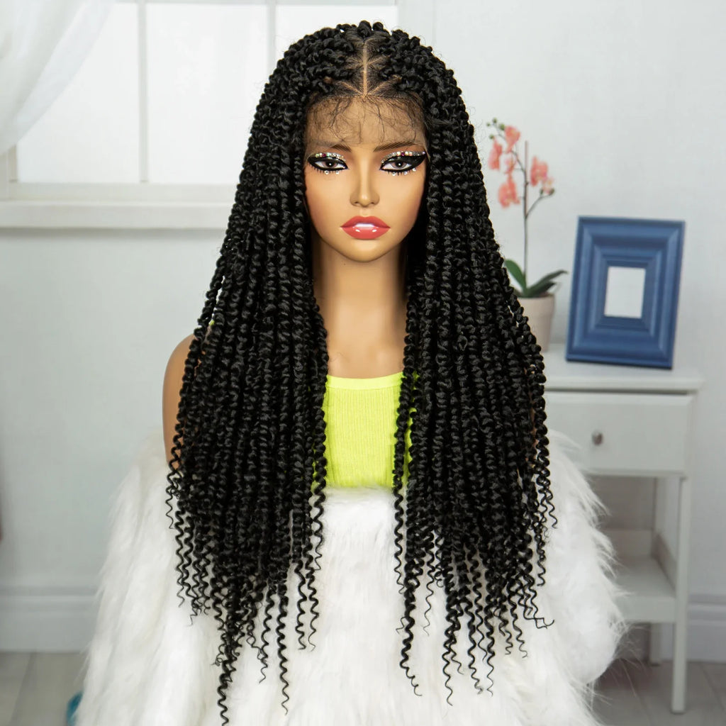 Burgundy Knotless Twist Dreadlocks Lace Front Wig | Crochet Braids | Full Lace | Black Women
