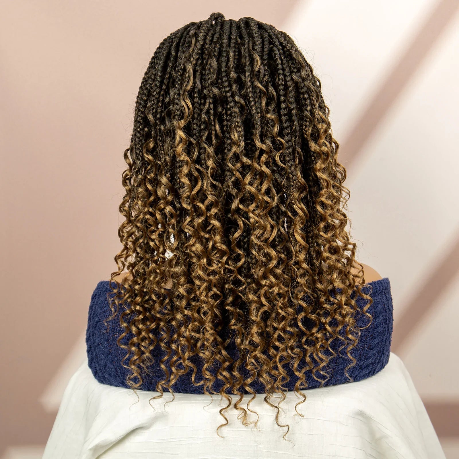 Burgundy Knotless Box Braids Wig with Curly Ends | Full Lace