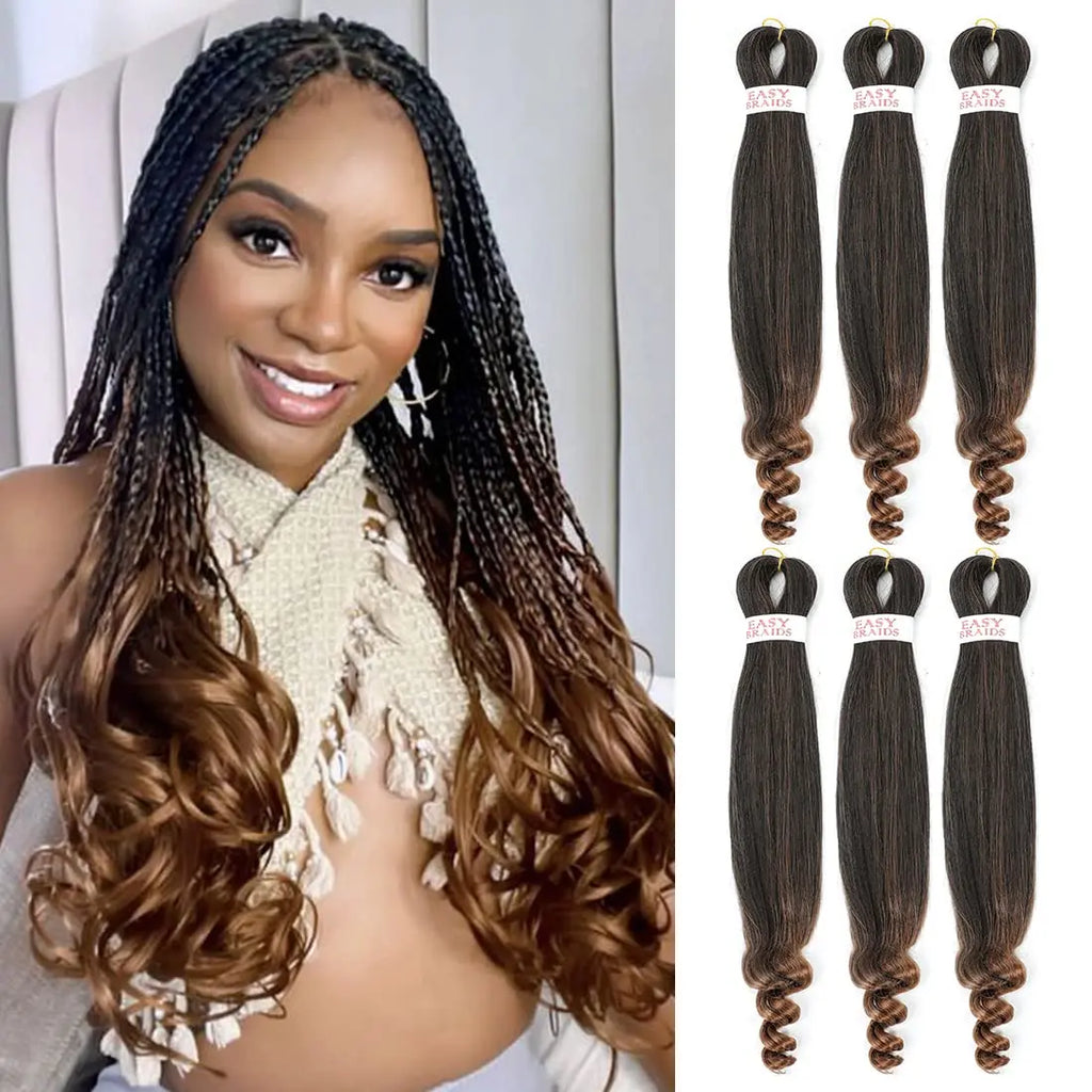 Pre-Stretched French Curly Braiding Hair - Natural Black Crochet Braids (Hot Water Setting)