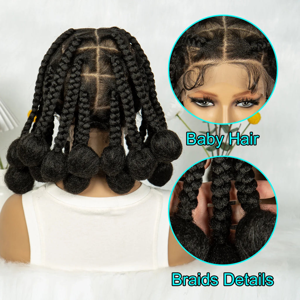 KIMA Burgundy Jumbo Box Braids Full Lace Wig | 350 Colored Bubble Braids with Baby Hair