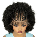 Short Afro Kinky Curly Cornrow Braids Wig | HD Full Lace | Baby Hair