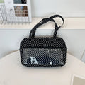 Y2K Ulzzang Ita Bag for Women | Trendy Polka Dot Canvas Shoulder & Underarm Tote (Transparent Pocket, Youth Fashion)