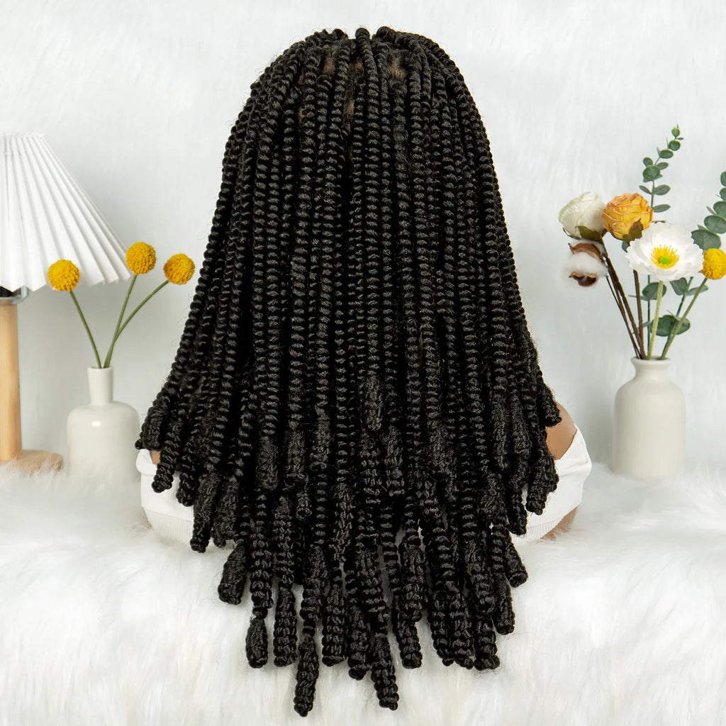 KIMA Short Box Braids Wig with Bantu Tips | Full Lace Crochet Twists