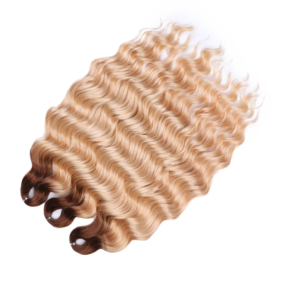 24" Orange Twist Crochet Hair | Synthetic Deep Wave Braiding Hair Extensions | Water Wave Hair | Heat Resistant Fiber | 60 Strands/Pack