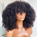 Short Bob | 99J | Curly | Bob | Red | Burgundy | Non Lace Front | Bangs | Human Hair Wigs