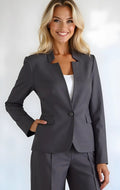 Tahari ASL Star-Neck Jacket Dark Grey,Size 8