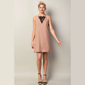 Tan Lace Peep Dress