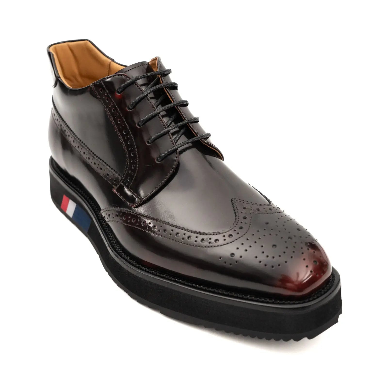 Tri-Stripe Patent Brogue Bootie