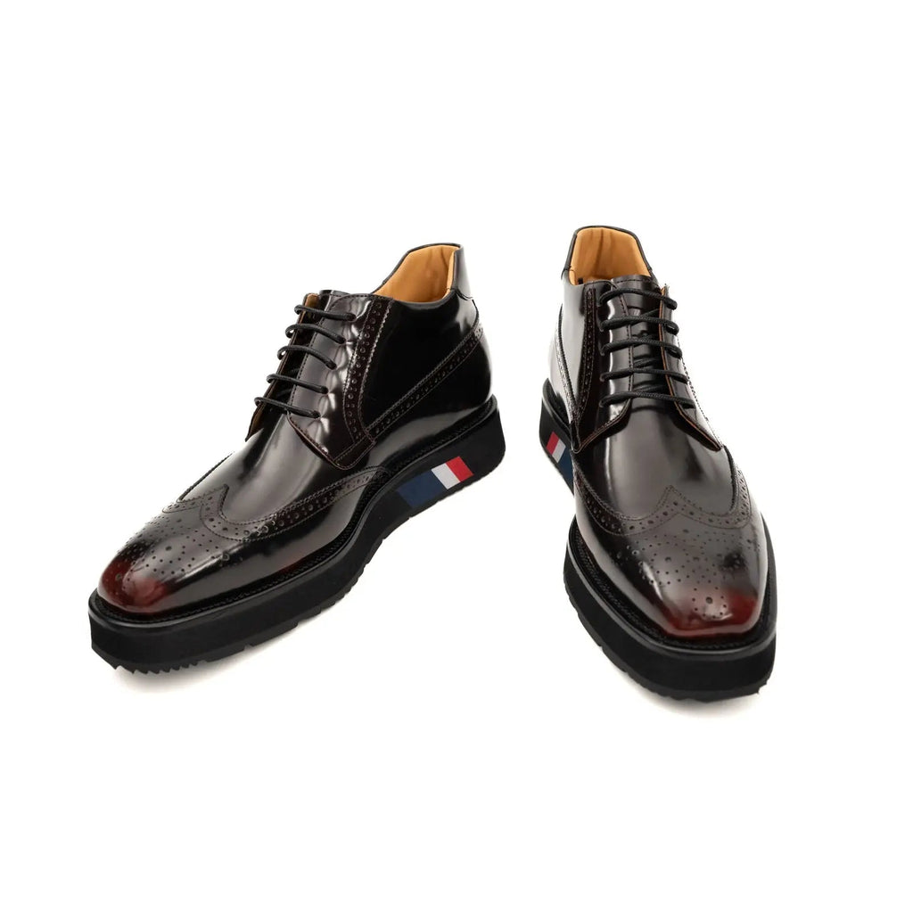 Tri-Stripe Patent Brogue Bootie