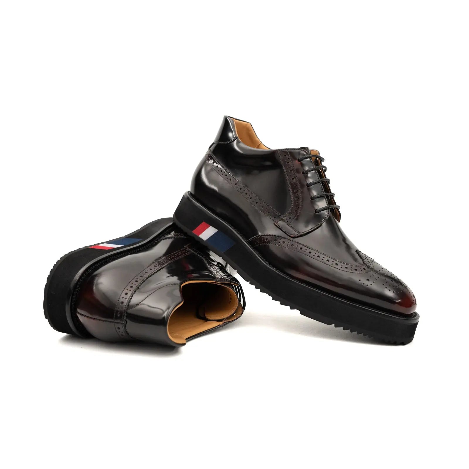 Tri-Stripe Patent Brogue Bootie