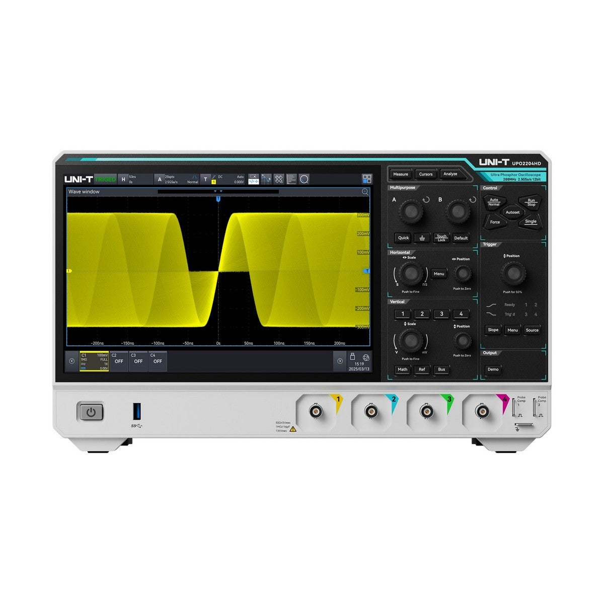 UPO2204HD 200 MHz 4Ch 12-Bit High-Resolution Oscilloscope