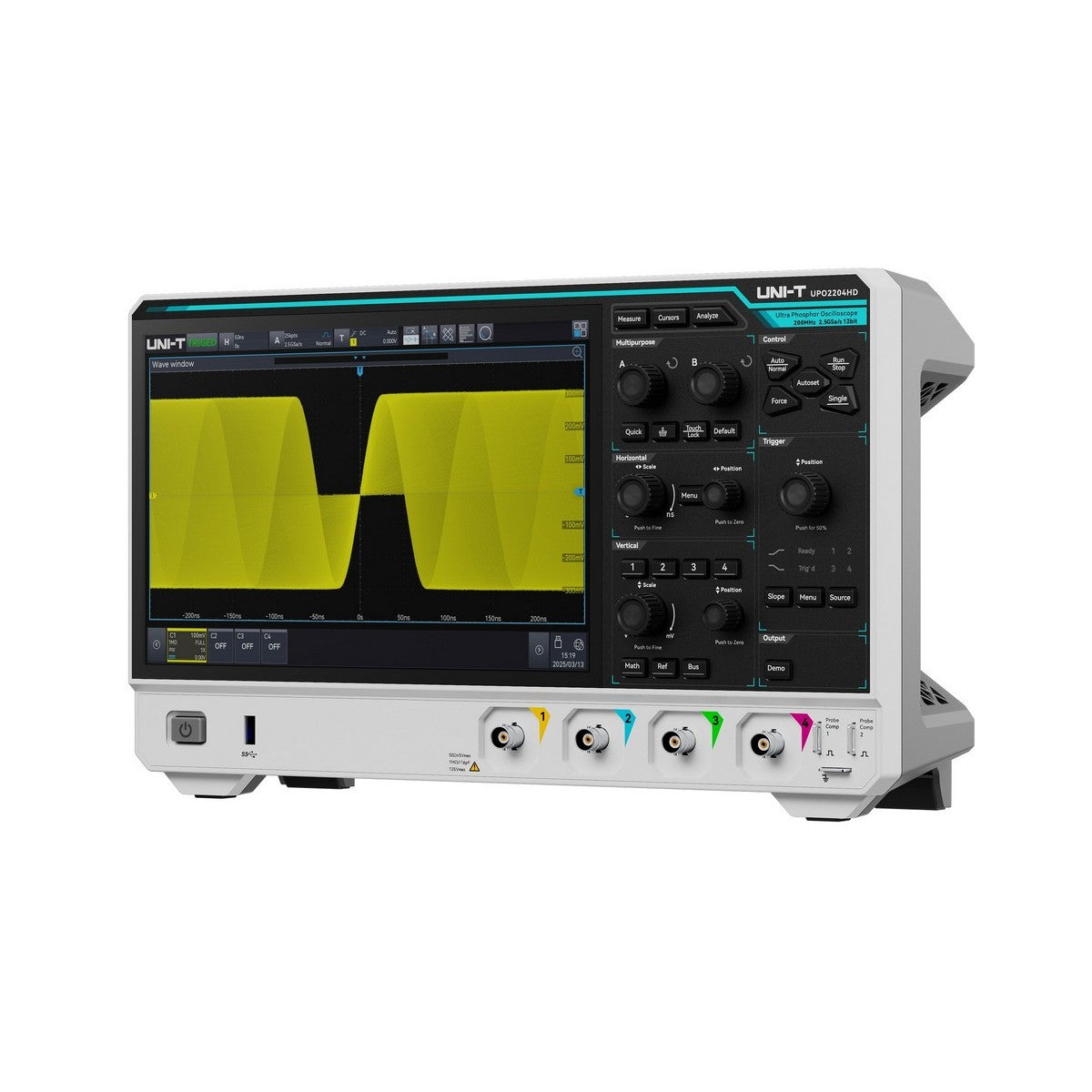 UPO2204HD 200 MHz 4Ch 12-Bit High-Resolution Oscilloscope