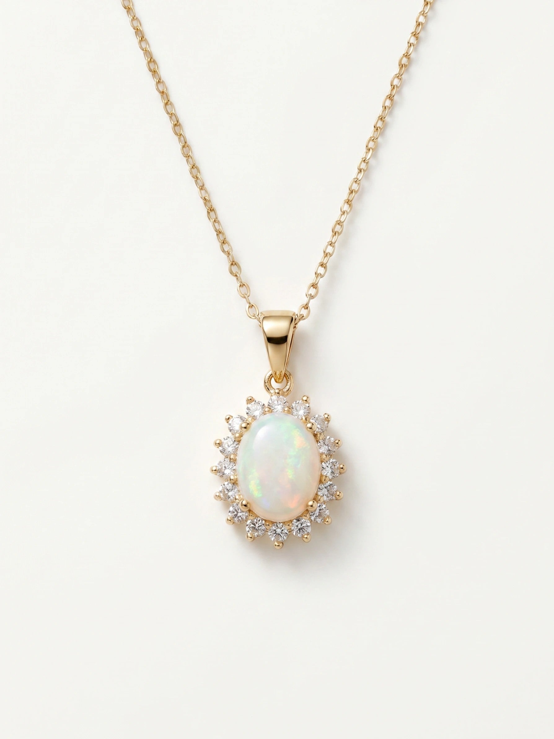 RHmacy Genuine Opal and White Topaz Pendant in 18 k Gold-Plated