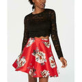 City Studio Women?s Juniors Lace Floral Crop Top Dress, Size 3