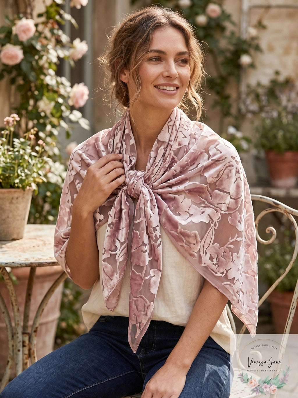 INC International Concepts I.N.C. Floral Burnout Wrap One Size Lilac