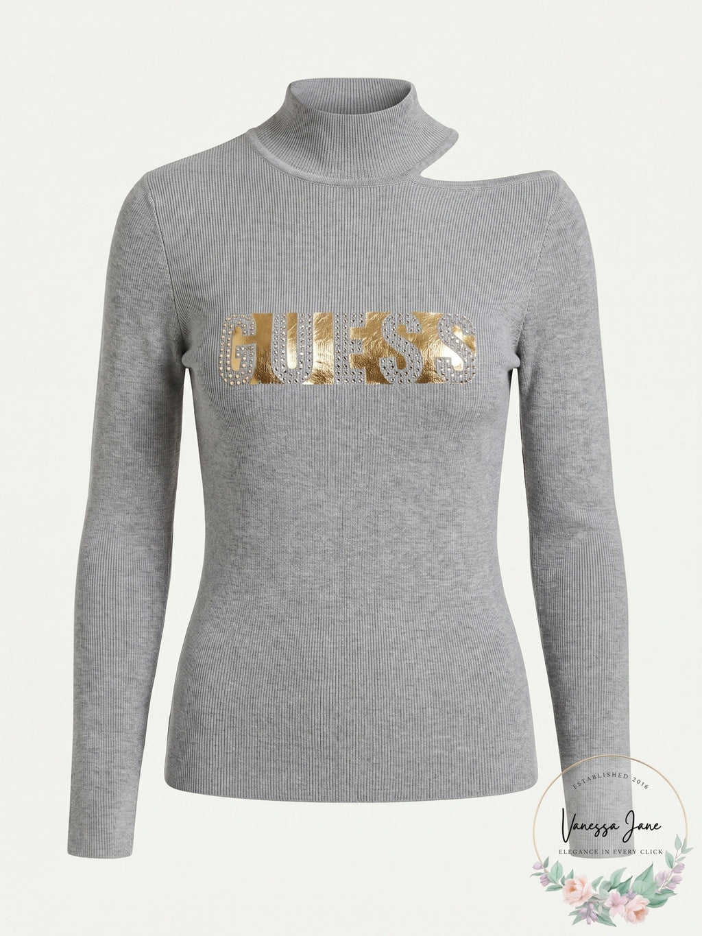 Guess Women's Metallic Logo Sweater, Size XS