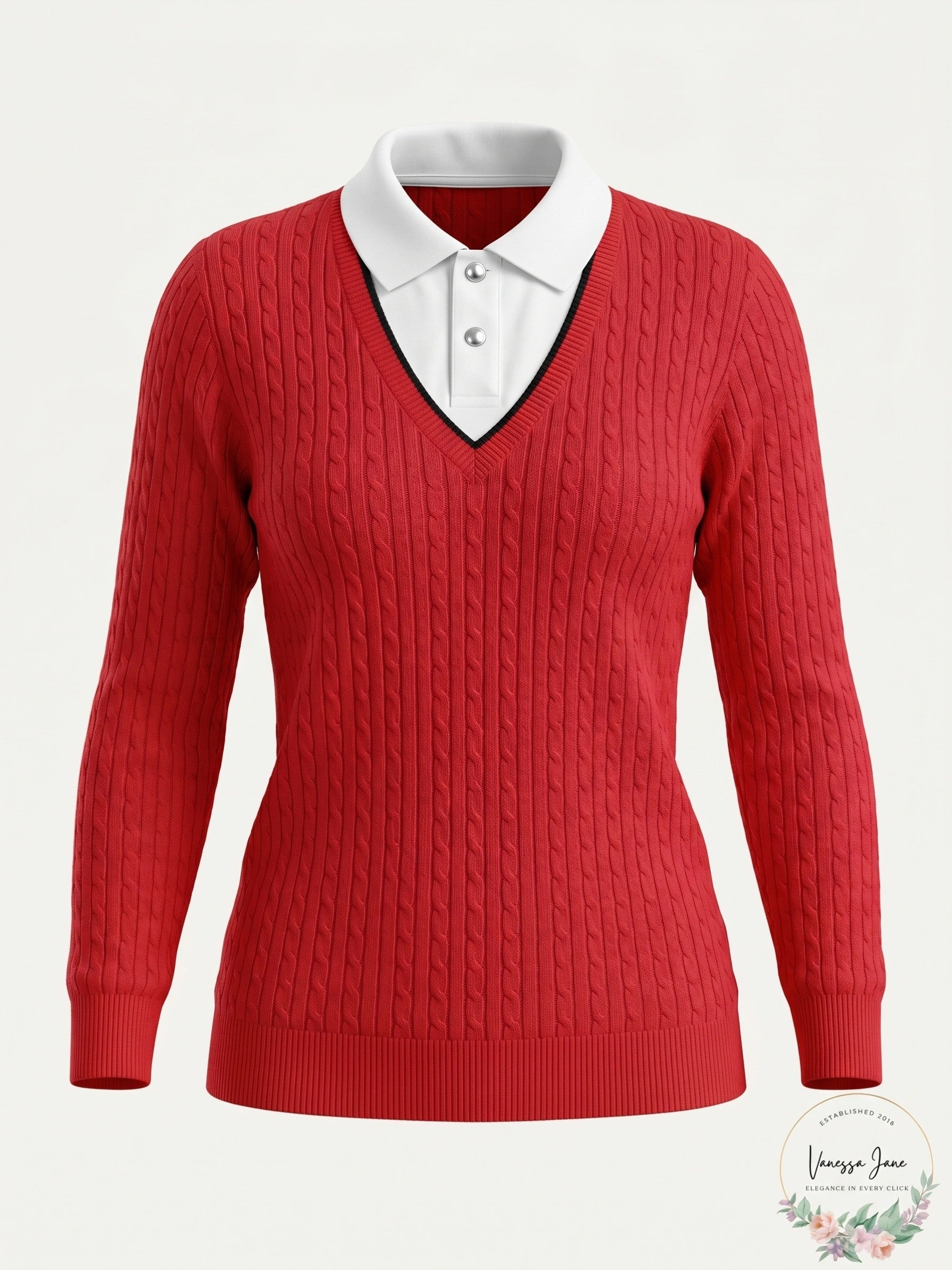 Ralph Lauren Women's Active Golf 2 Cable Knit Sweater, Size XL/Red