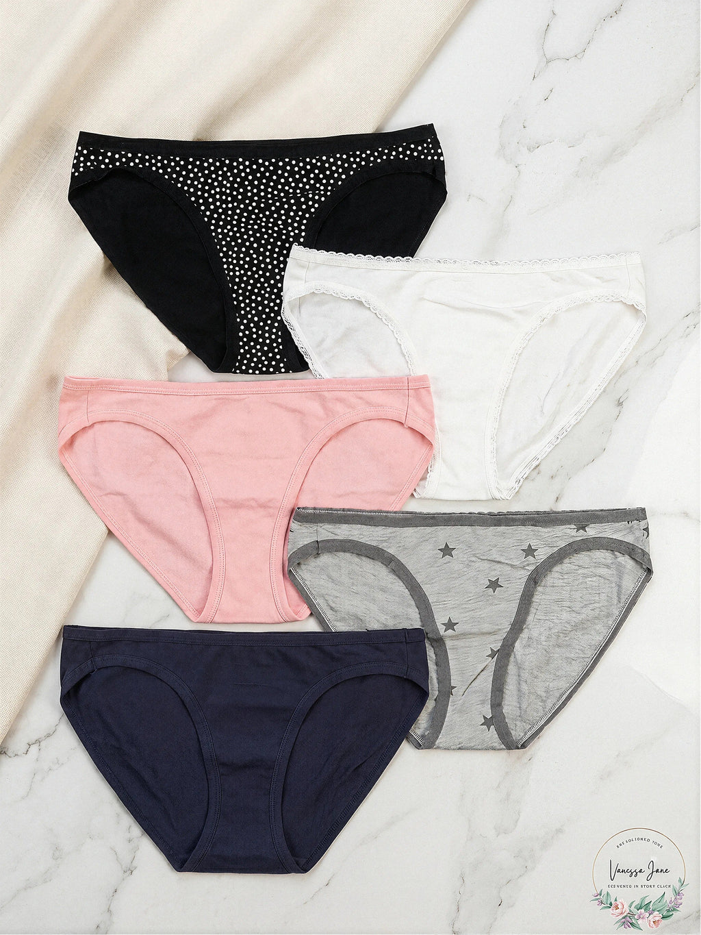 Jenni Womens Assorted Bikini Underwear 5-Pack + Bonus Gift